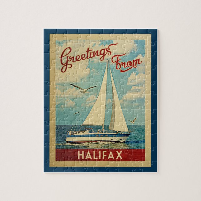 Puzzle Halifax Vintage voyage de voiliers Canada (Vertical)