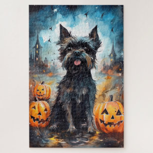 Puzzle Halloween Affenpinscher avec la peur Citrouille
