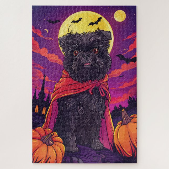 Puzzle Halloween Affenpinscher Vampire Citrouilles Épouva (Vertical)