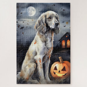 Puzzle Halloween Anglais Setter Avec Scentation Citrouill