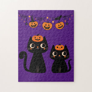 Puzzle Halloween/Automne/Automne/citrouille/chat