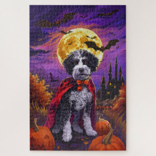 Puzzle Halloween Bernedoodle Chien Citrouille peur