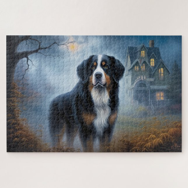 Puzzle Halloween Bernes de montagne effrayant (Horizontal)
