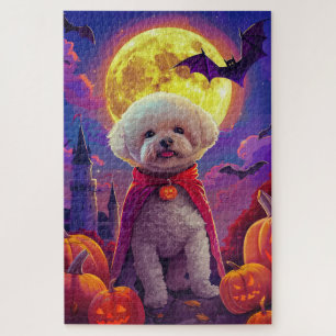 Puzzle Halloween Bichon Frise Chien Citrouille peur