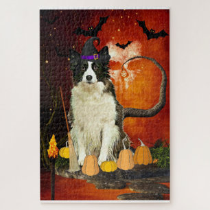 Puzzle Halloween Bordure Collie Chien