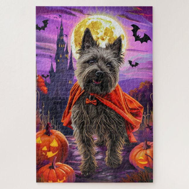 Puzzle Halloween Cane Corso Vampire Citrouilles effroi (Vertical)