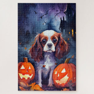 Puzzle Halloween Cavalier King Charles Spaniel Pumpkins