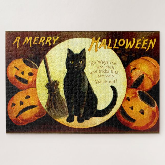 Puzzle Halloween chat vintage (Horizontal)