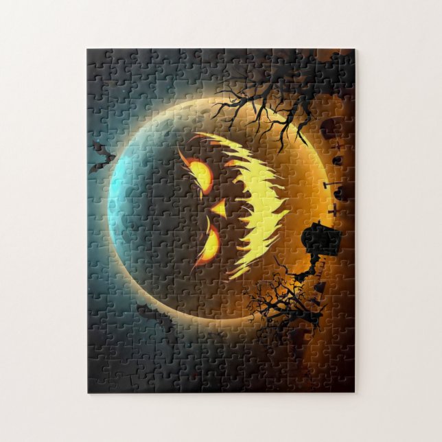 Puzzle Halloween/citrouille/Lune/chute (Vertical)