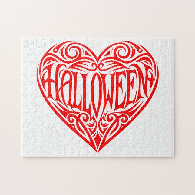 Puzzle Halloween cœur, cœur rouge, Vacances (Horizontal)