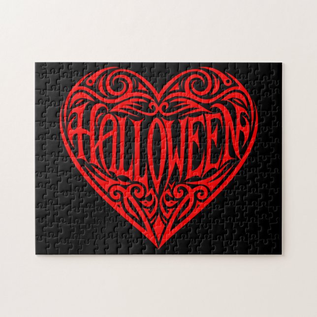 Puzzle Halloween cœur, cœur rouge, vacances (Horizontal)