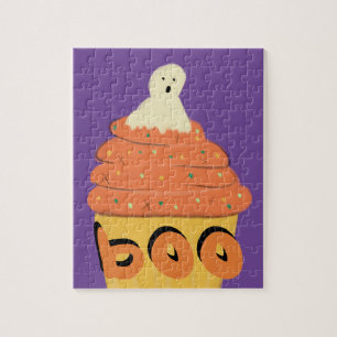 Puzzle Halloween cute ghost cupcake 