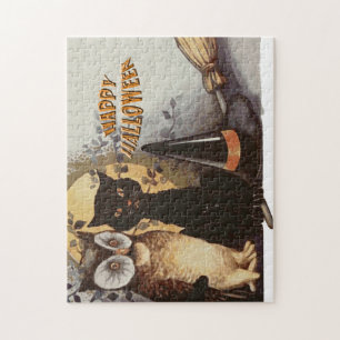 Puzzle Halloween de hibou et de chat