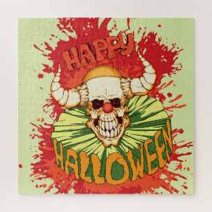 Puzzle Halloween flyer : thème clown diabolique