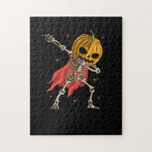 Puzzle Halloween Garçons Enfants Dabbing Skeleton Citrou