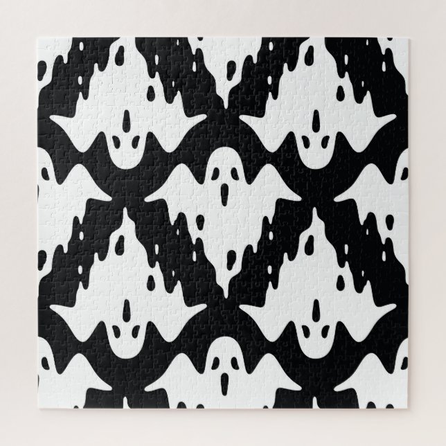 Puzzle Halloween Ghost Éffrayant Motif sans couture (Vertical)