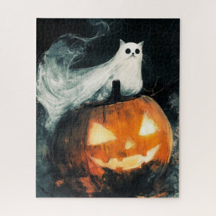 Puzzle Halloween GhostCat et Jack-o'-lantern