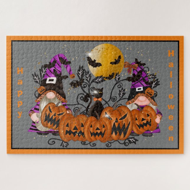 Puzzle Halloween Grey Gray Gnome (Horizontal)