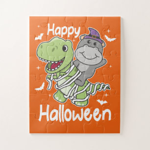 Puzzle Halloween Halloween heureux T-rex costume maman
