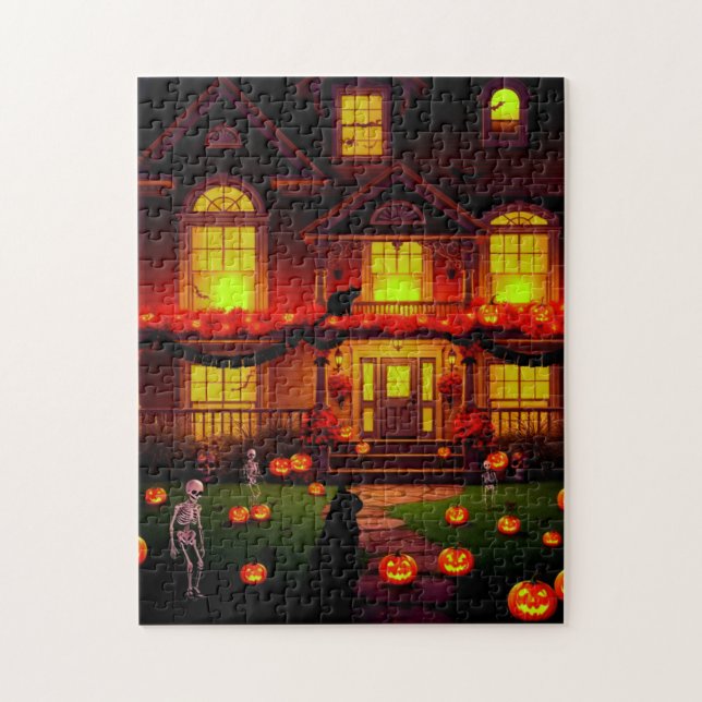 Puzzle Halloween House Party for Cats ! (Vertical)