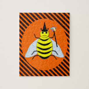 Puzzle Halloween Magic Bee Witch Orange et Black Stripes