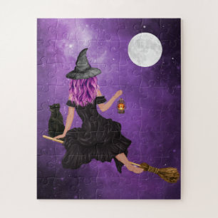 Puzzle Halloween Magic Flying Witch