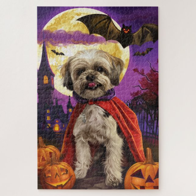 Puzzle Halloween Malti Tzu Vampire Citrouilles effroi (Vertical)