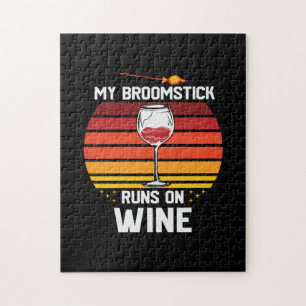 Puzzle Halloween Mon Broomstick tourne sur le vin Anniver