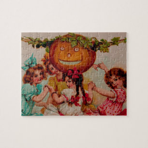 Puzzle Halloween  Party Pumpkin Vintage Art