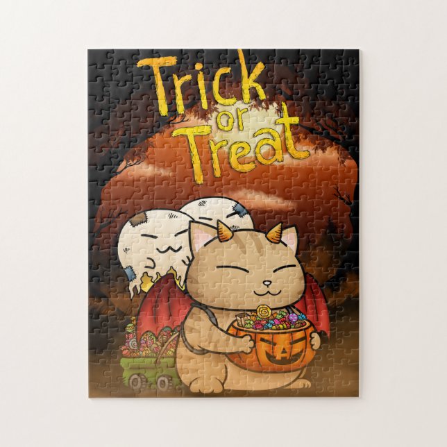 Puzzle Halloween Petit Diable Chat (Vertical)