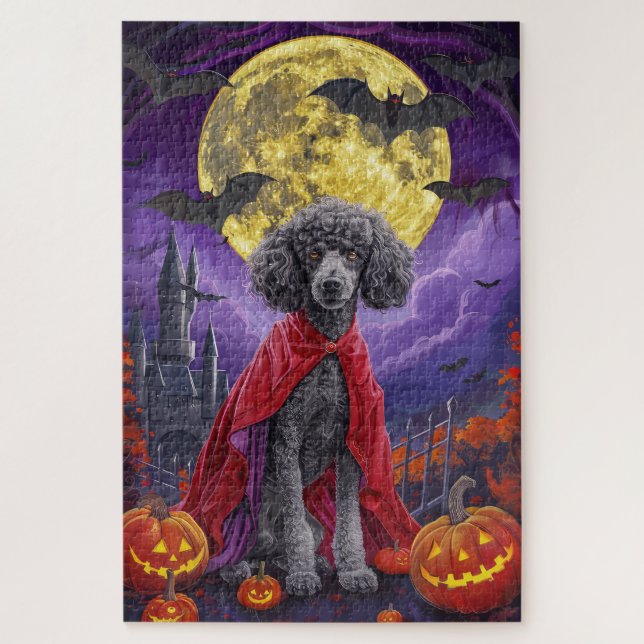 Puzzle Halloween Poodle Vampire Citrouilles peur (Vertical)