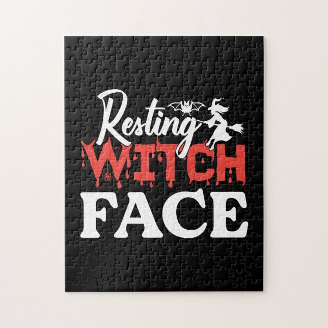 Puzzle Halloween Resting Witch Facce Birthday (Vertical)