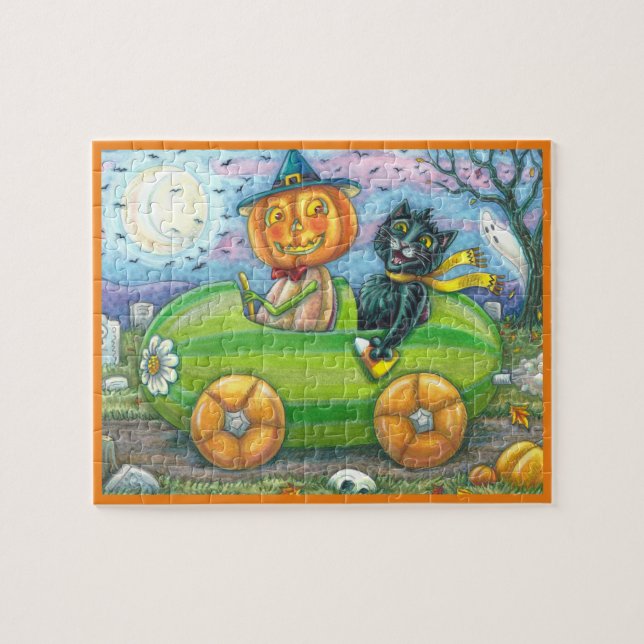 PUZZLE HALLOWEEN ROAD TRIP, JACK ET CHAT NOIR AMIS (Horizontal)