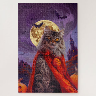 Puzzle Halloween Sibérie Chat Vampire Citrouilles effroi