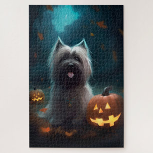 Puzzle Halloween Skye Terrier Avec La Peur Citrouille