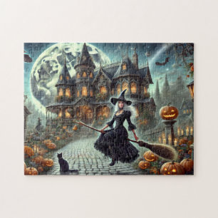 Puzzle Halloween sorcière victorienne Halloween Lune Haun