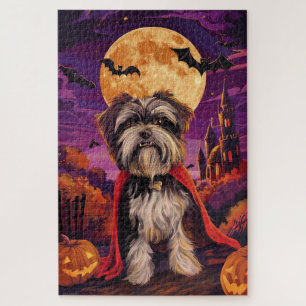 Puzzle Halloween Terrier Tibétain Vampire Citrouilles Eff