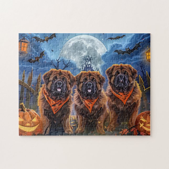 Puzzle Halloween Tibétain Mastiff Éffrayant (Horizontal)