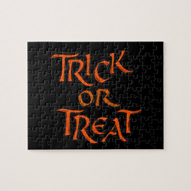 Puzzle Halloween Trick or Treat Words (Horizontal)