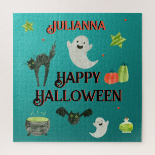 Puzzle Halloween Turquoise et vert