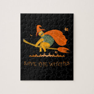 Puzzle Halloween Witch Flying