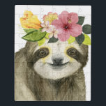 Puzzle Halo tropical | Sweet Sloth<br><div class="desc">Cette impression d'aquarelle présente un parfum orné d'une couronne fleurie | Par Grace Popp. ID d'image : 123776GG</div>