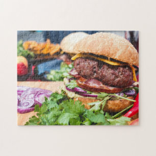 Puzzle Hamburger Délicieux Avec Tous Les Fixins