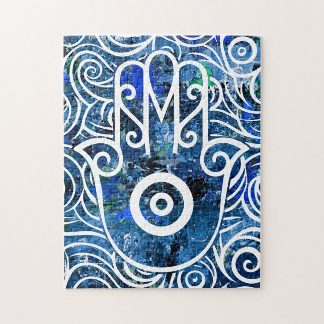 Puzzle Hamsa Swirls (Vertical)