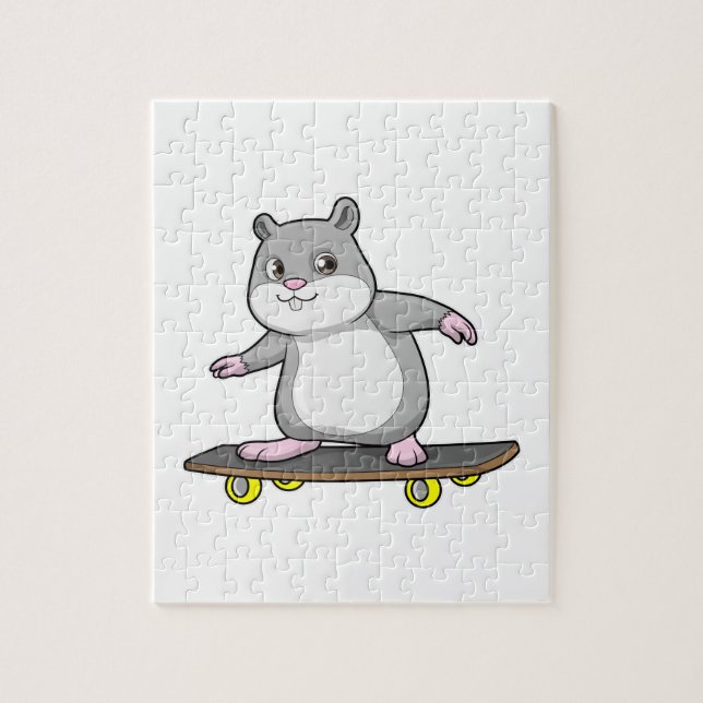 Puzzle Hamster en patinage avec skateboard (Vertical)