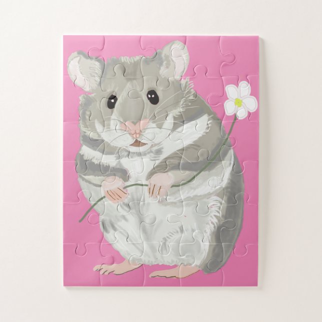 Puzzle Hamster gris et blanc  (Vertical)