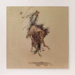 Puzzle Hand Whipping a Bronc par Edward Borein