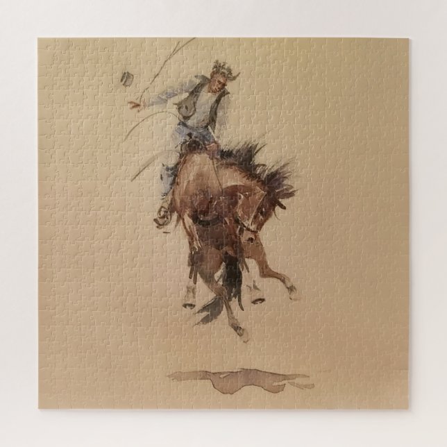Puzzle Hand Whipping a Bronc par Edward Borein (Vertical)