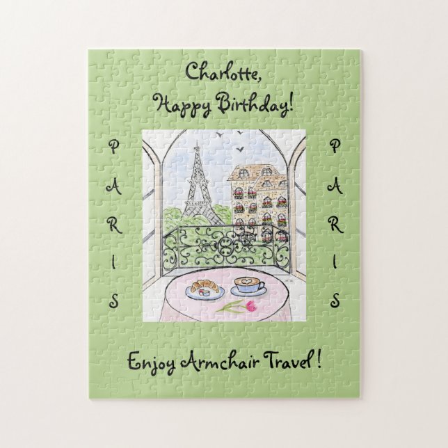 Puzzle Handpainted Whimsical Paris Eiffel Tower CUSTOMIZE (Vertical)