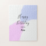 Puzzle Happy birthday pink purple pastel name simple eleg<br><div class="desc">design</div>